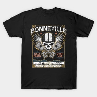 Bonneville Salt Flats Utah Distressed Grunge Skull Design T-Shirt